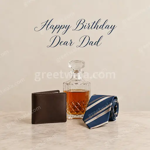 Elegant minimal birthday card with soft neutral tones, delicate accents, warmly celebrating Dad with timeless charm.