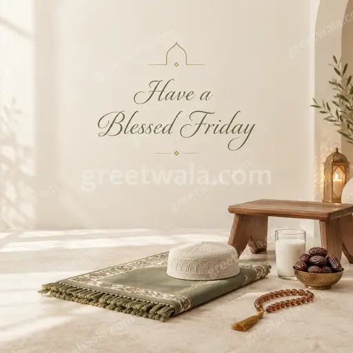 Elegant minimal Blessed Friday card displaying Have a Blessed Friday in serene soft tones with graceful simplicity.
