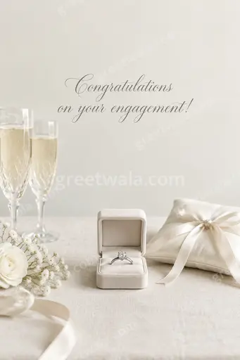 Elegant minimal engagement card featuring Congratulations on your engagement text with soft tones and delicate timeless romantic detailing.