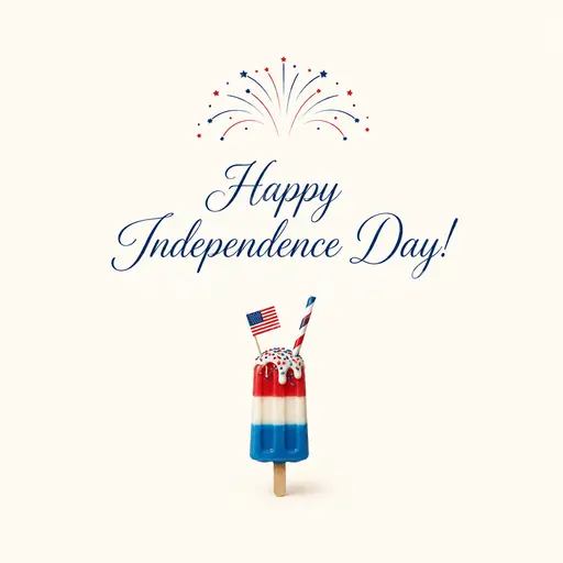 Elegant minimal card displaying Happy Independence Day in soft tricolor tones evoking calm patriotic pride.