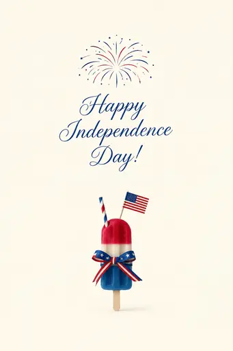 Elegant minimal card displaying Happy Independence Day with soft tricolor accents evoking calm patriotic pride and graceful unity.