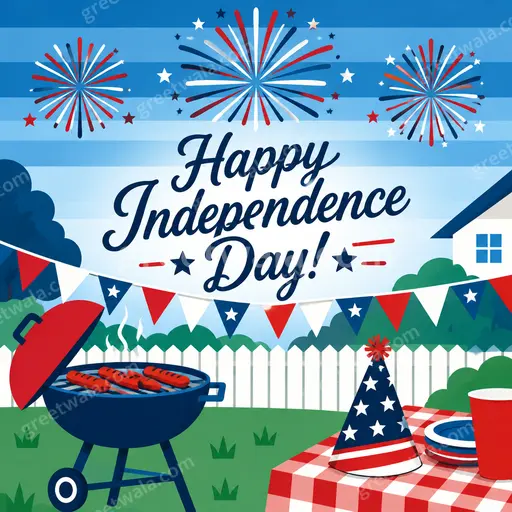 Modern flat vector card radiating patriotic pride with vibrant tricolor hues displaying Happy Independence Day greeting elegantly.