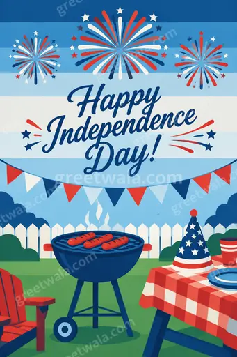 Modern flat vector card radiating patriotic pride with vibrant tricolor accents featuring Happy Independence Day greeting.