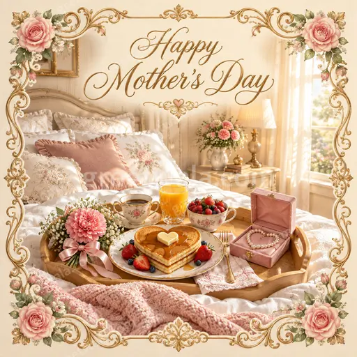 Ornate traditional Mother's Day card with elegant florals and warm heartfelt Happy Mother's Day greeting.