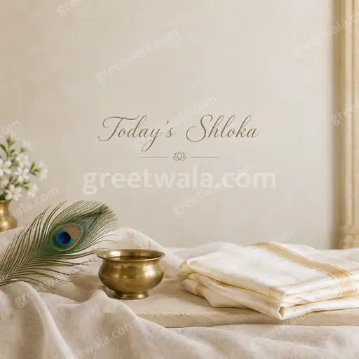Elegant minimal cream card displaying Today's Shloka with serene gold accents, soft lotus motif, and calm spiritual typography.